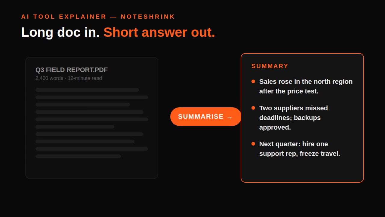 AI summariser explainer — Remotion prompt (long doc in, summary out)