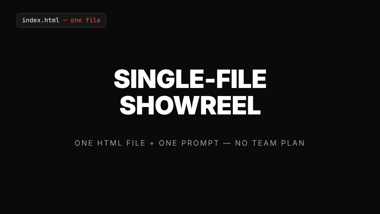 Claude Motion alternative — showreel from a single HTML file