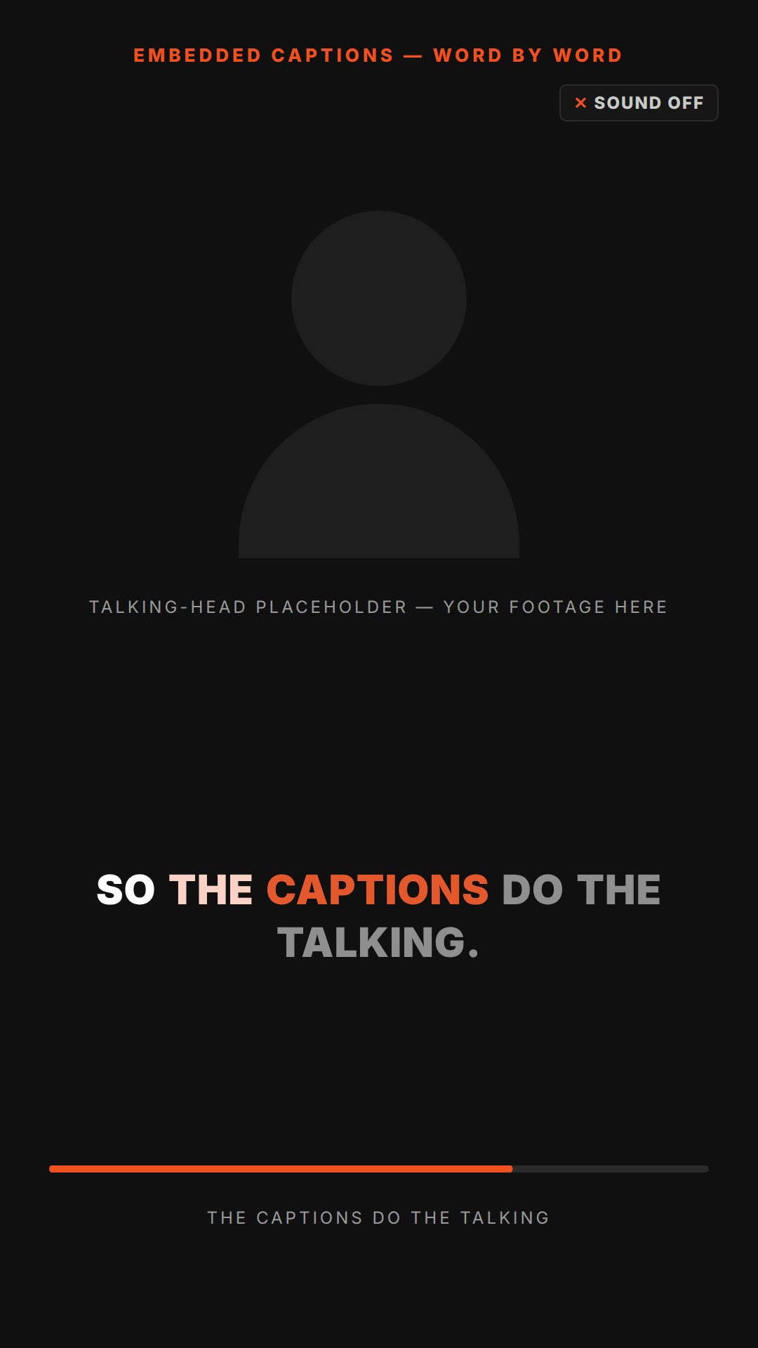 HyperFrames captions prompt — embedded animated captions