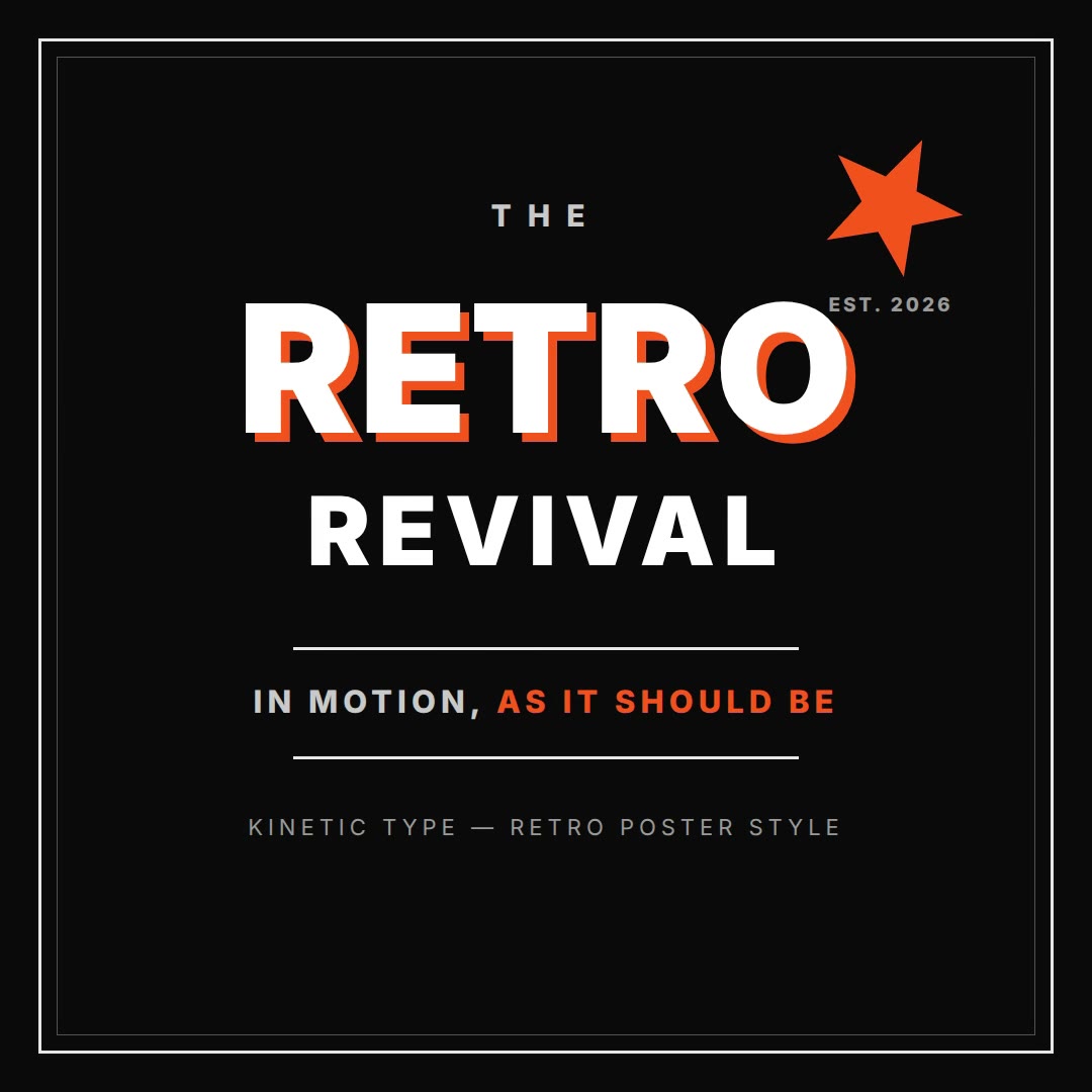 Kinetic typography prompt — retro poster style
