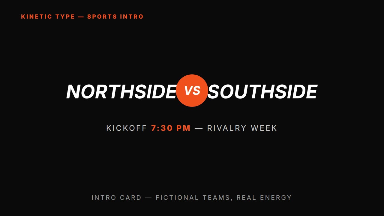 Kinetic typography prompt — sports intro