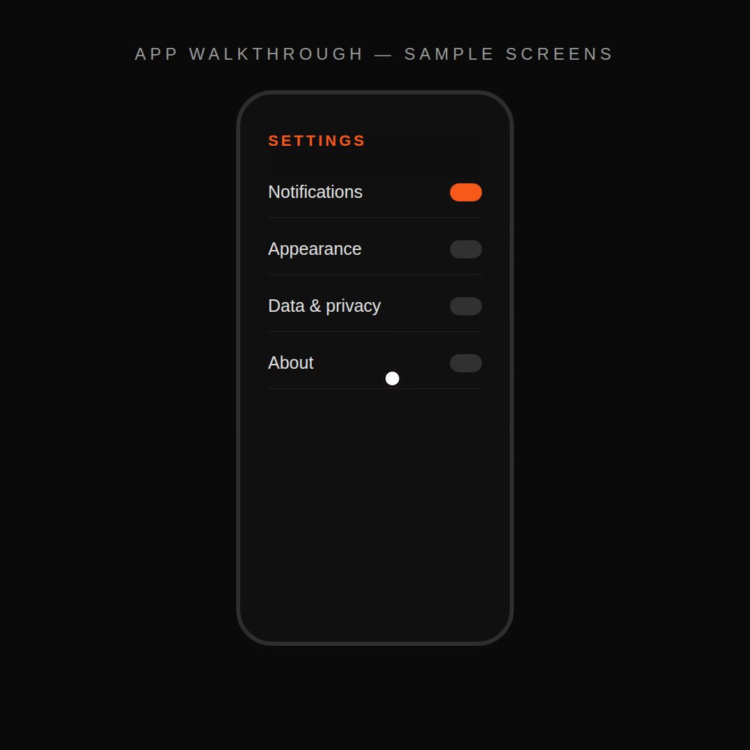 Remotion app walkthrough prompt — screens + cursor
