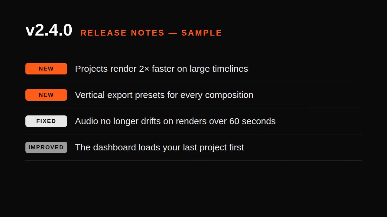 Remotion changelog prompt — release notes to video