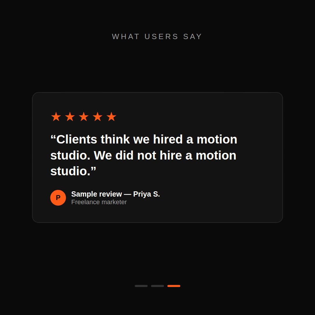 Remotion testimonial prompt — reviews carousel